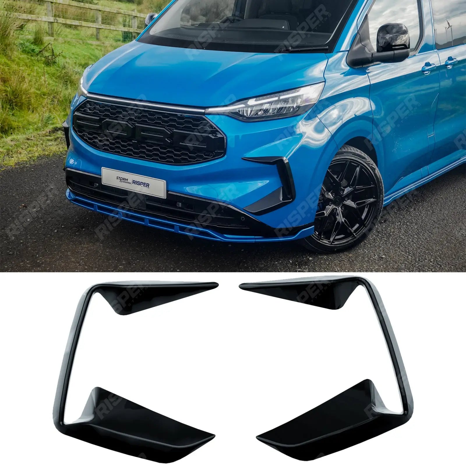 Ford Transit Custom MK2 2024 On Front Aero Canard Loops In Gloss Black