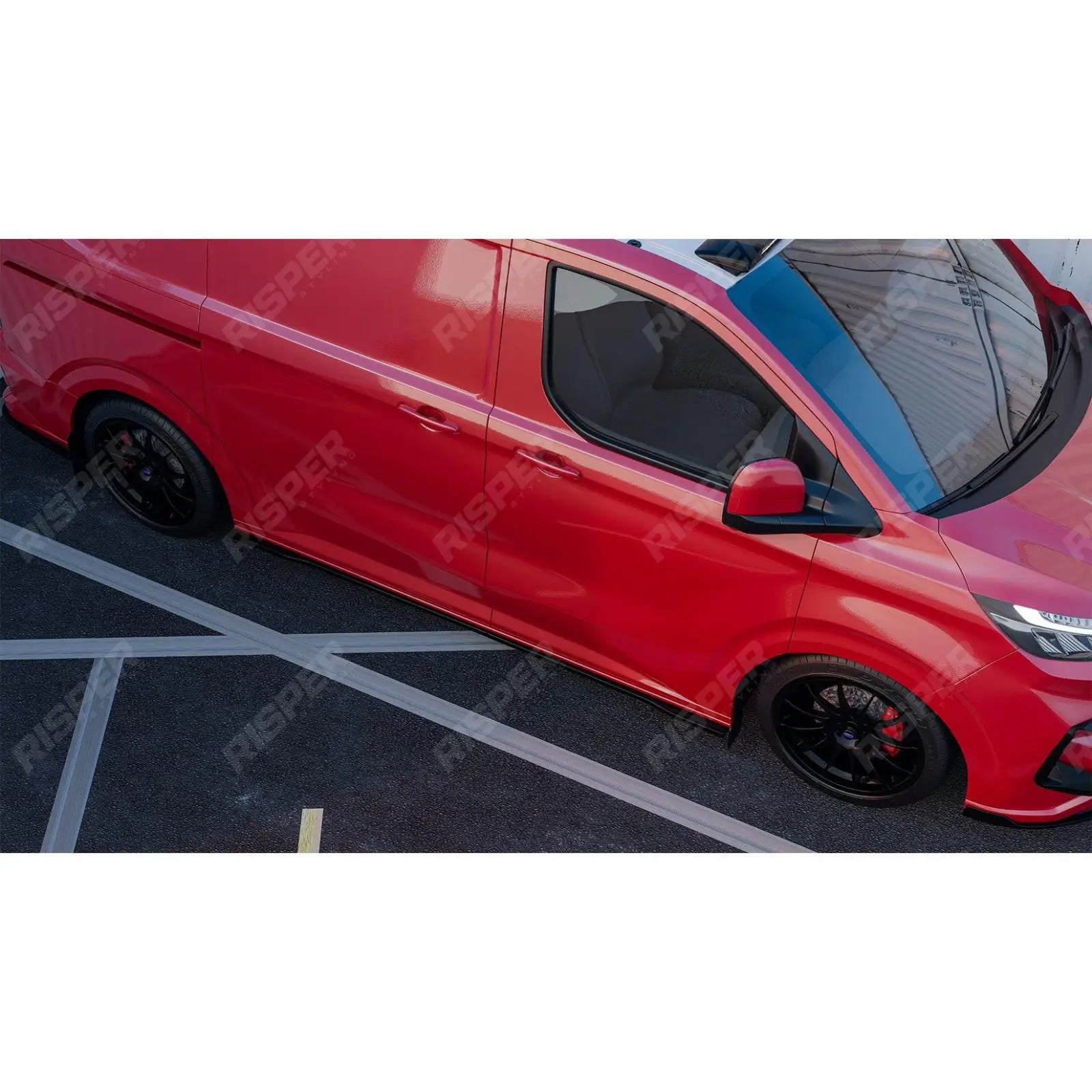 Ford Transit Custom MK2 2024 on LWB Side Skirt Splitters V2 In Gloss Black