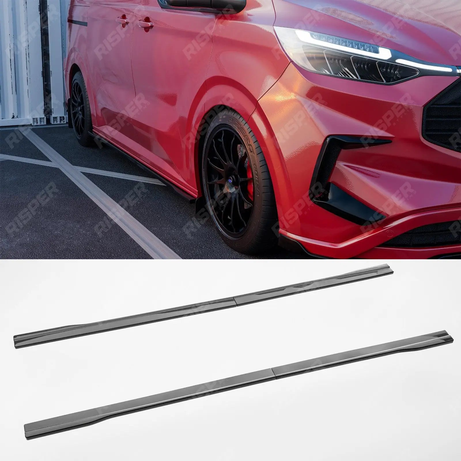 Ford Transit Custom MK2 2024 on LWB Side Skirt Splitters V2 In Gloss Black