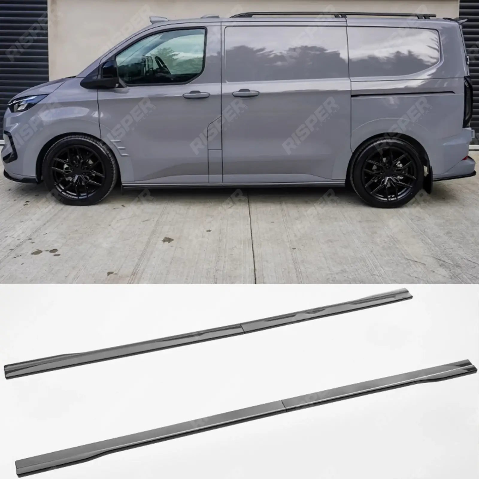Ford Transit Custom MK2 2024 on LWB Side Skirt Splitters V2 In Gloss Black