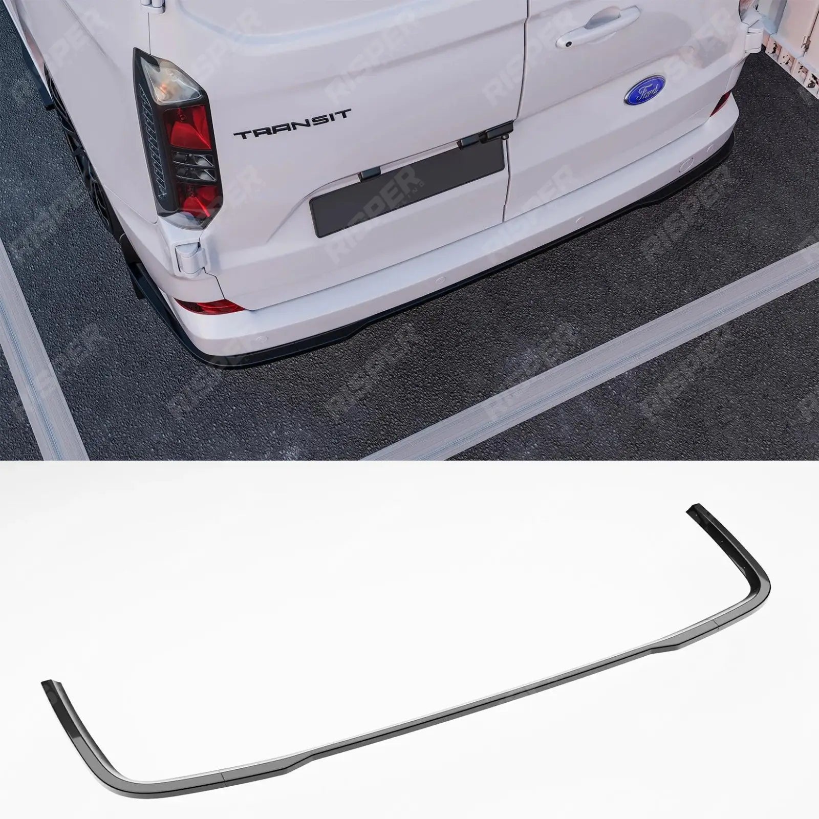 Ford Transit Custom MK2 2024 On Rear Bumper Splitter In Gloss Black 3 Piece