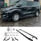 Trapezoid Side Bars In Gloss Black For Ford Transit Custom MK2 LWB 2024 On