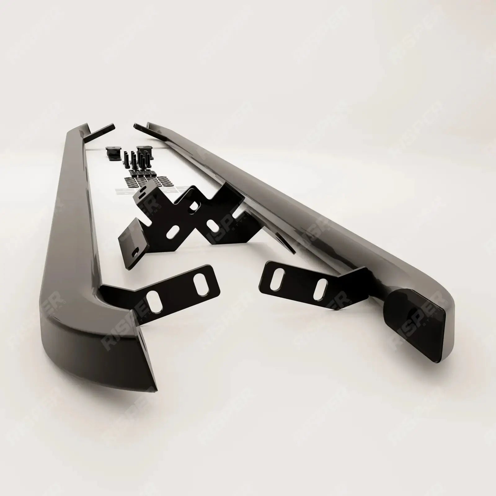 Trapezoid Side Bars In Gloss Black For Ford Transit Custom MK2 LWB 2024 On