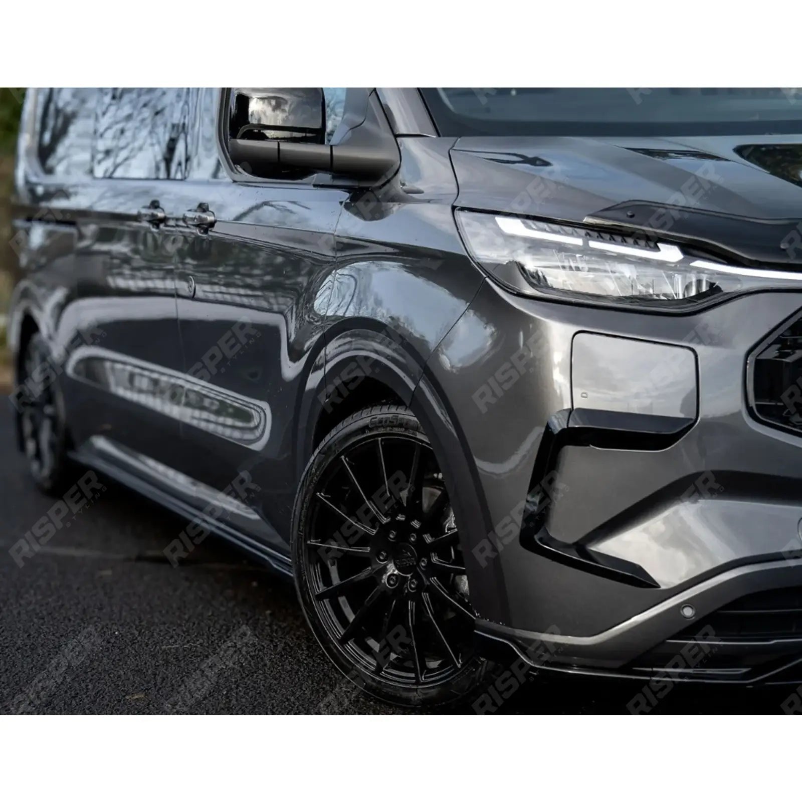 Ford Transit E Custom & PHEV MK2 2024 on Front Aero Canard Loops In Gloss Black