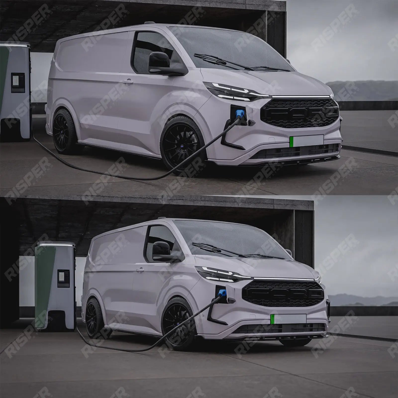 Ford Transit E Custom & PHEV MK2 2024 on Front Aero Canard Loops In Gloss Black