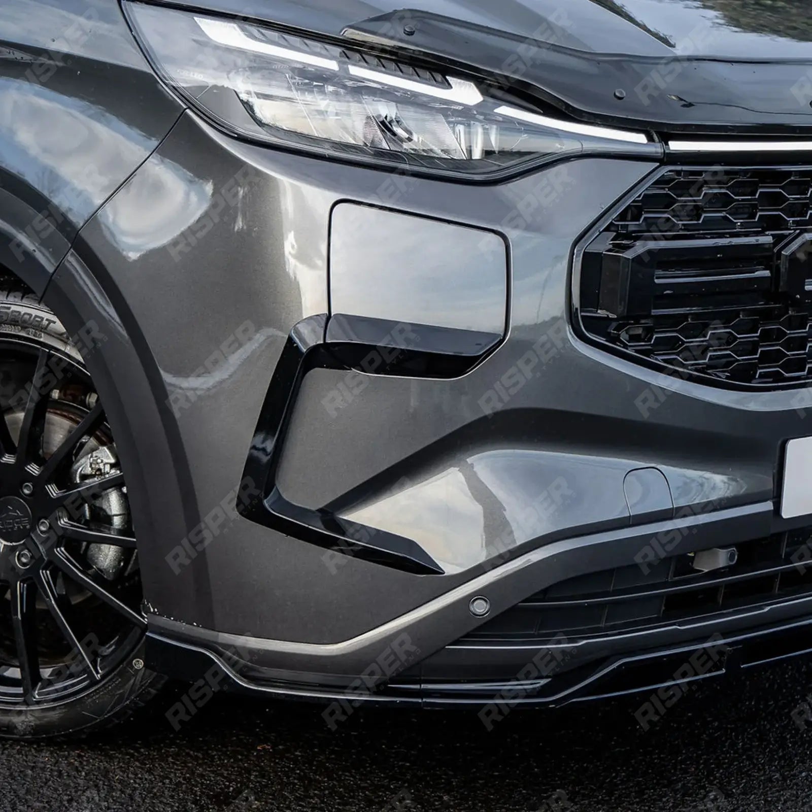 Ford Transit E Custom & PHEV MK2 2024 on Front Aero Canard Loops In Gloss Black