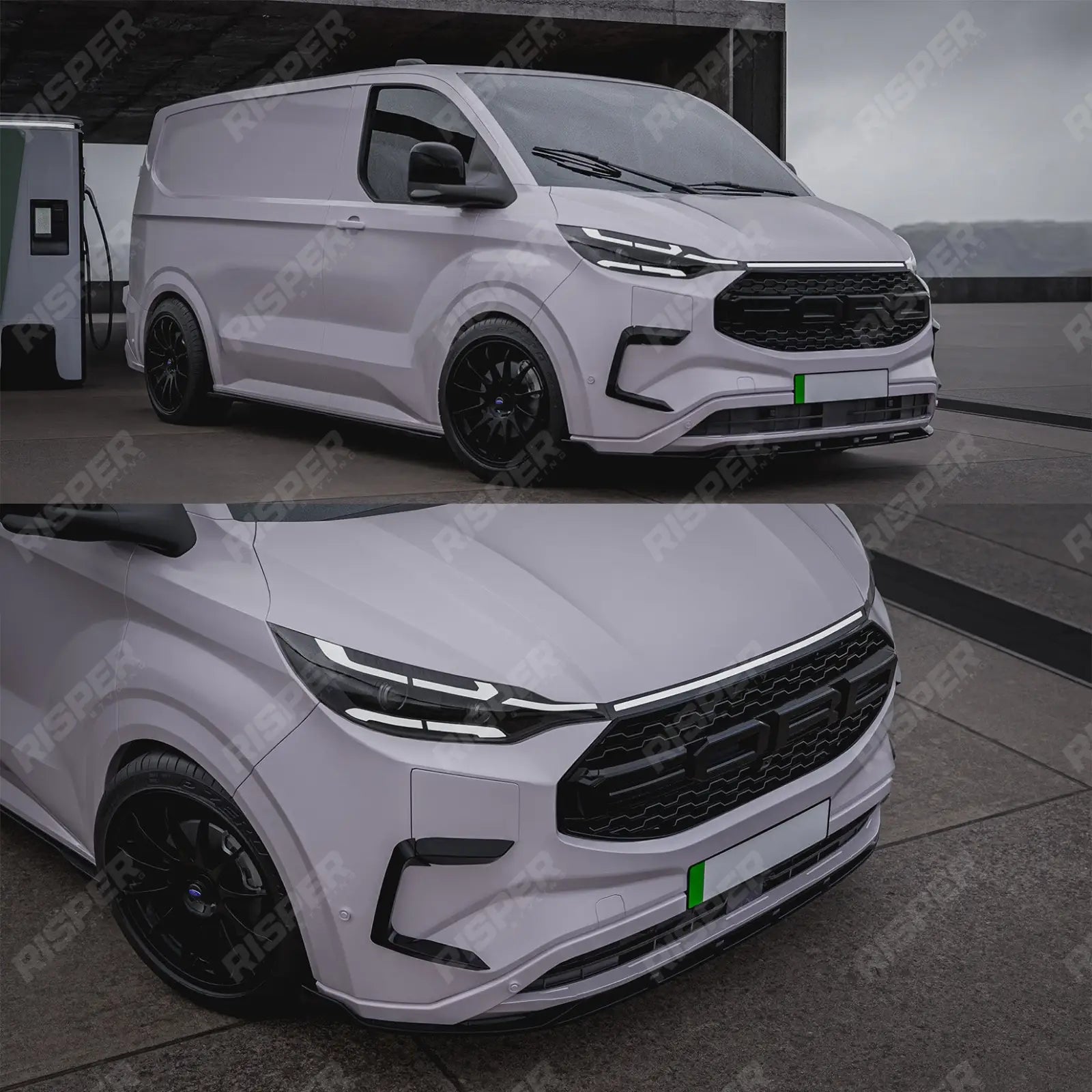 Front Aero Canard Loops In Gloss Black For Ford Transit E Custom & PHEV MK2 2024 on