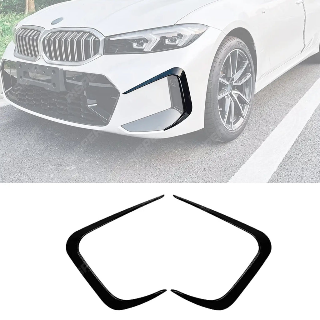 FRONT BUMPER CANARDS IN GLOSS BLACK For BMW 3 SERIES G20 (LCI) 2023+