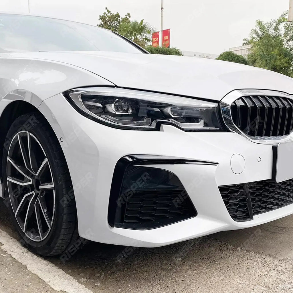 FRONT BUMPER CANARDS IN GLOSS BLACK For BMW 3 SERIES G20 (PRE LCI) 2019-2022