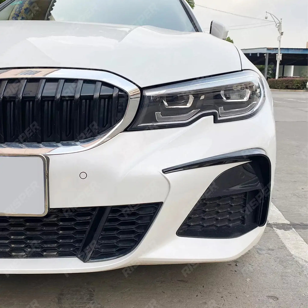 FRONT BUMPER CANARDS IN GLOSS BLACK For BMW 3 SERIES G20 (PRE LCI) 2019-2022