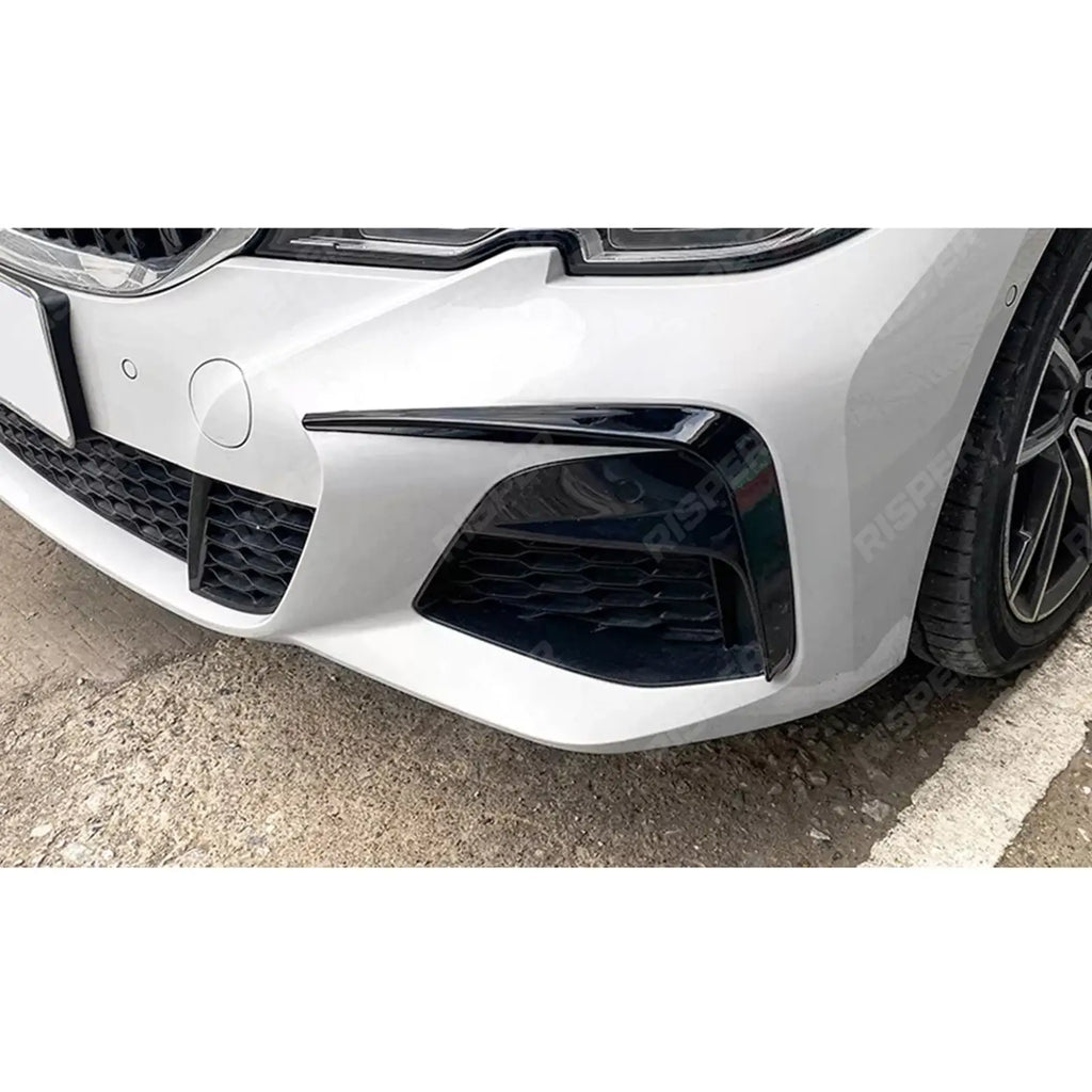 FRONT BUMPER CANARDS IN GLOSS BLACK For BMW 3 SERIES G20 (PRE LCI) 2019-2022