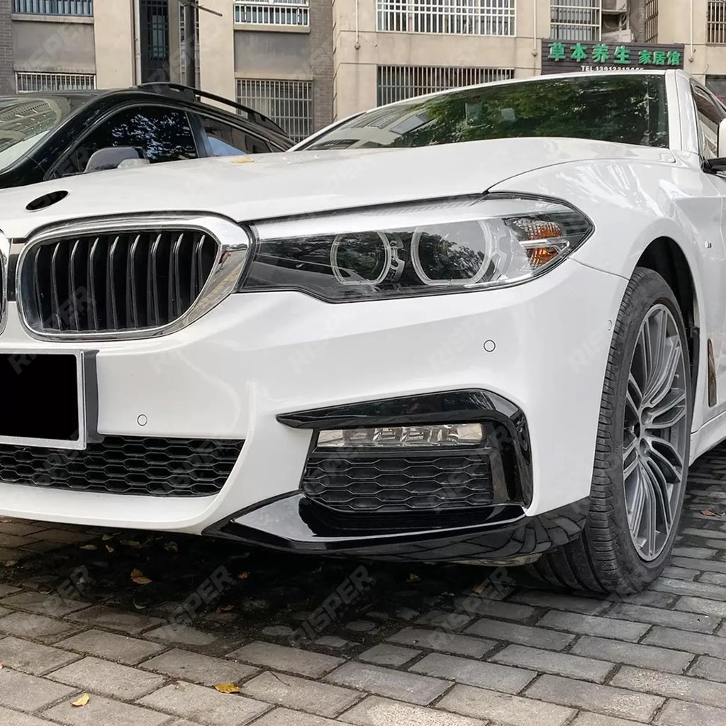 FRONT BUMPER CORNER SPLITTER IN GLOSS BLACK For BMW 5 SERIES G30 (PRE LCI) 2017-2020