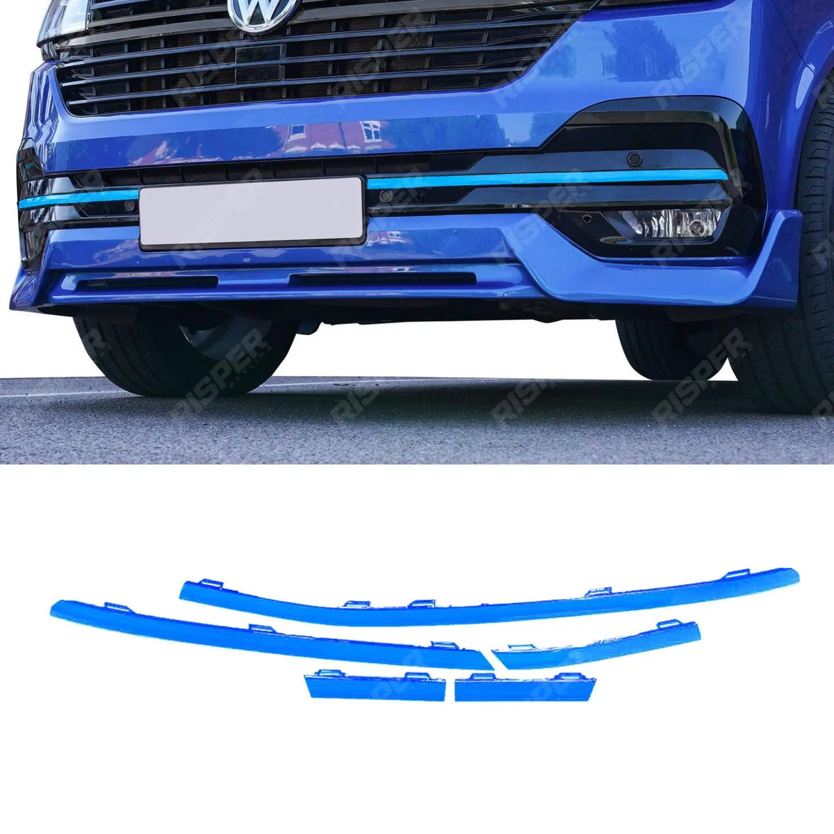 Front Bumper Lower 5PCS Grille Trim Inserts For VW T6.1 2019-2024