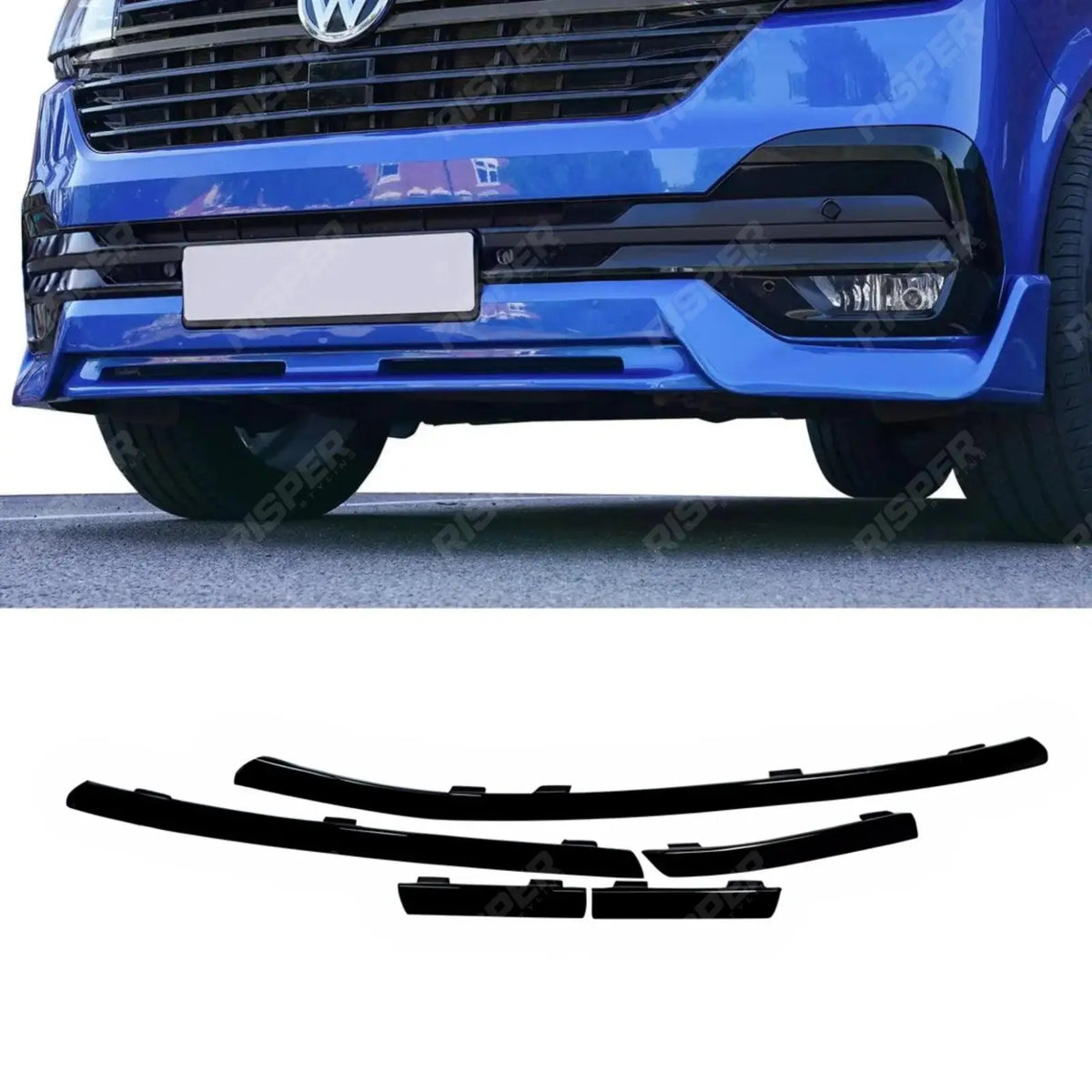 Front Bumper Lower 5PCS Grille Trim Inserts For VW T6.1 2019-2024