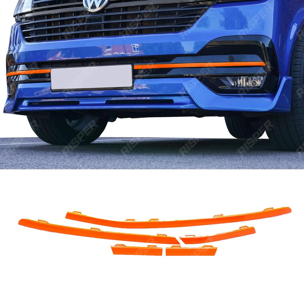 Front Bumper Lower 5PCS Grille Trim Inserts For VW T6.1 2019-2024
