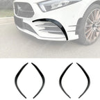 FRONT CANARDS IN GLOSS BLACK For MERCEDES A CLASS AMG LINE 2018-2024 SEDAN / HATCHBACK