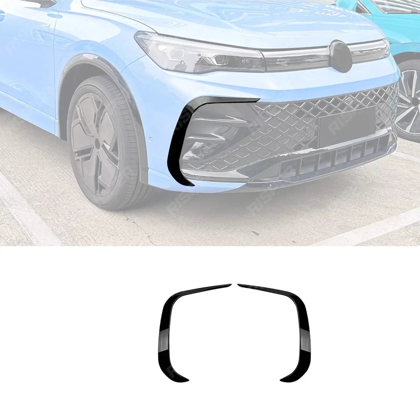 Front Canards In Gloss Black For Volkswagen Tiguan MK3 2024+ R Line