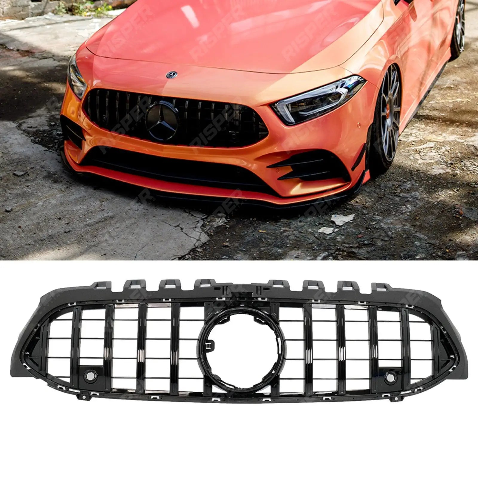 Front Grill Pan Americana GT R Style in Gloss Black For Mercedes A Class W177 2018+