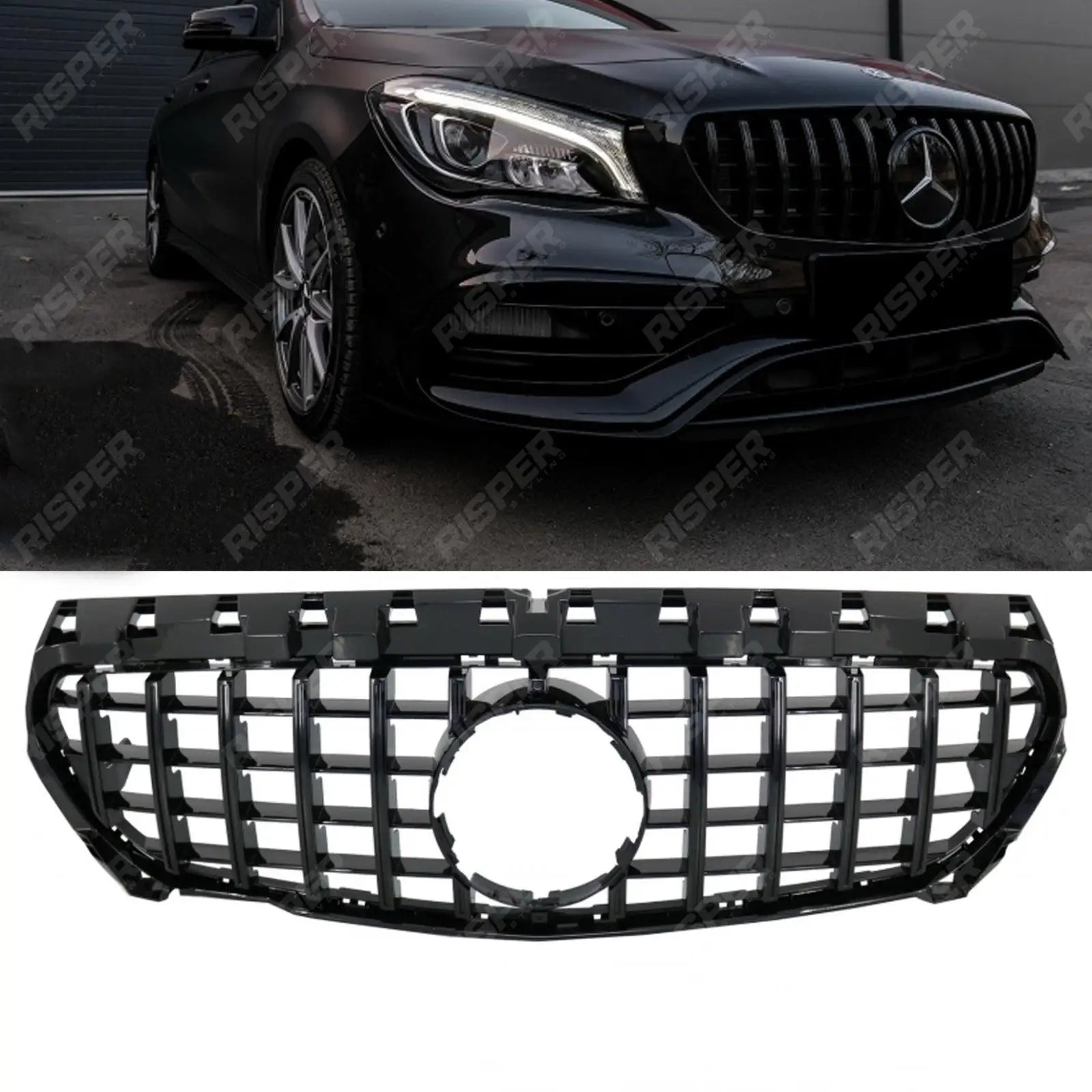Front Grill Panamericana GT R Style In Black For Mercedes CLA W117 2013-2015