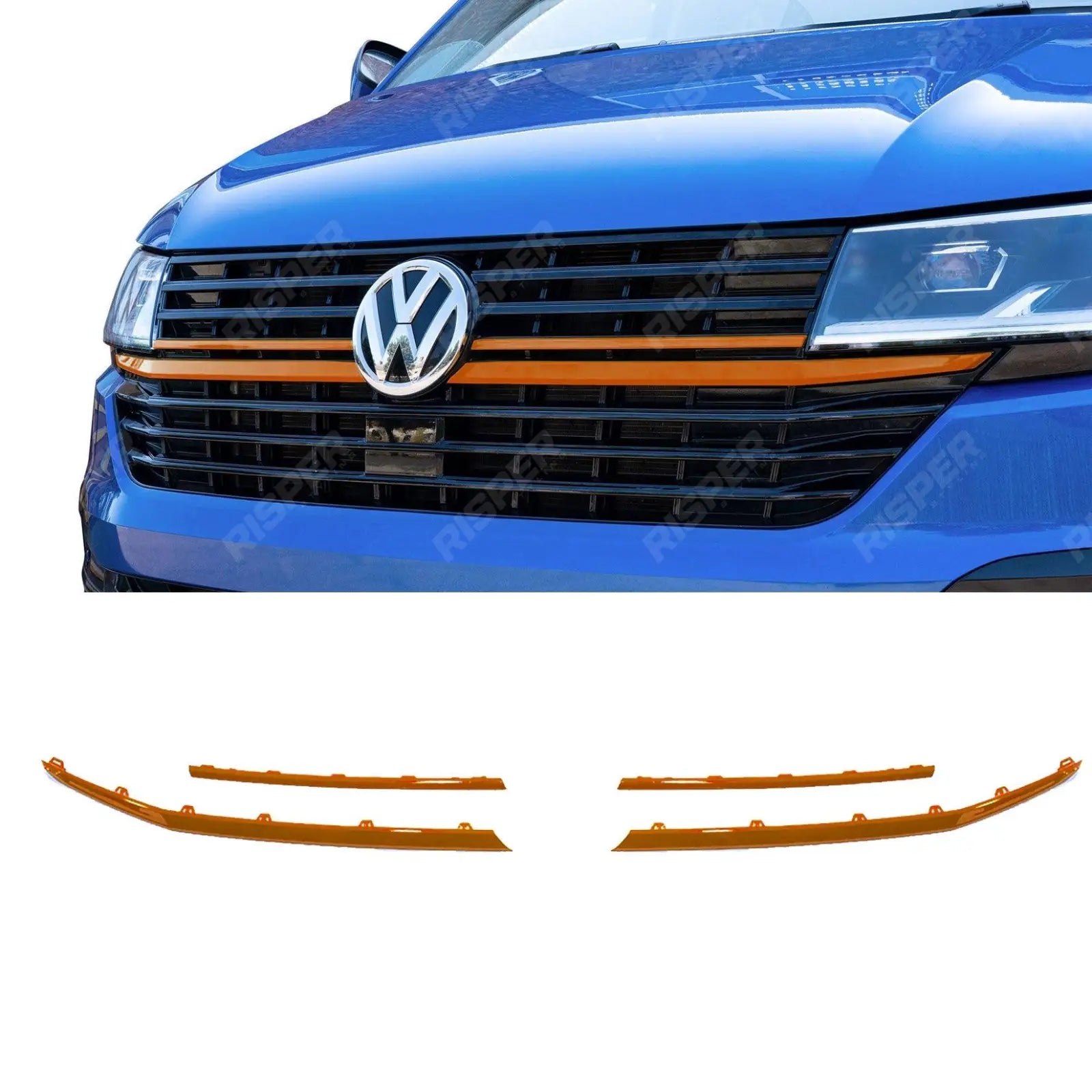 Front Radiator Badged Grille Upper Lower Clip In Trim For VW T6.1 Transporter
