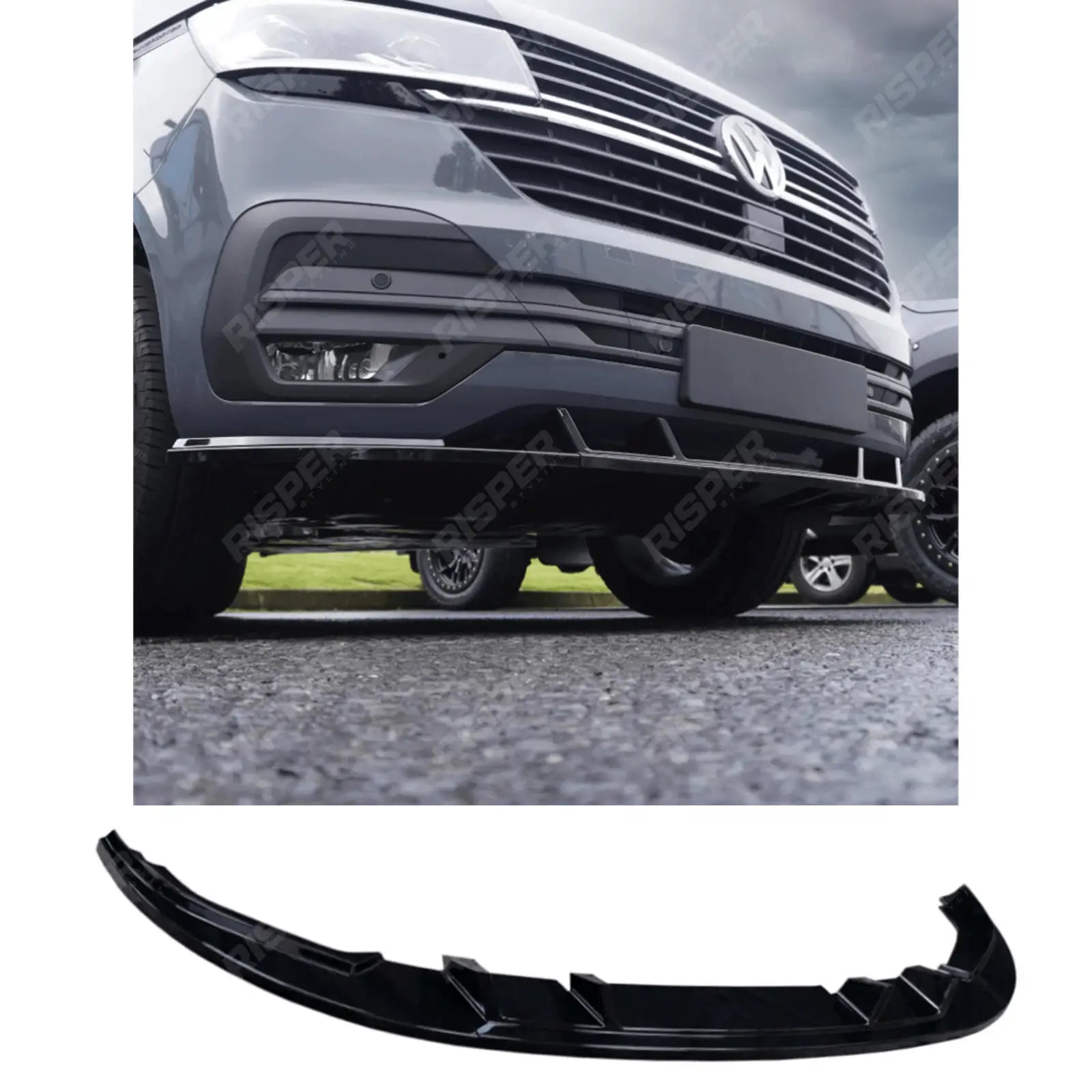 Front Splitter Gloss Black For VW Transporter T6.1