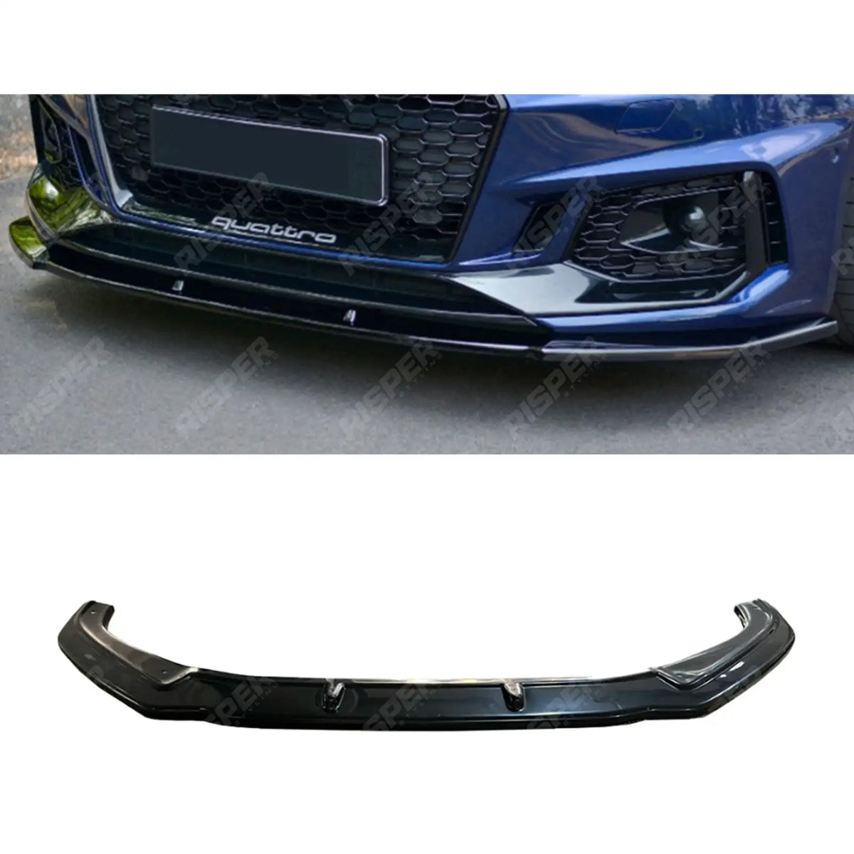 Front Splitter In Gloss Black For Audi RS4 B9 2017-2019