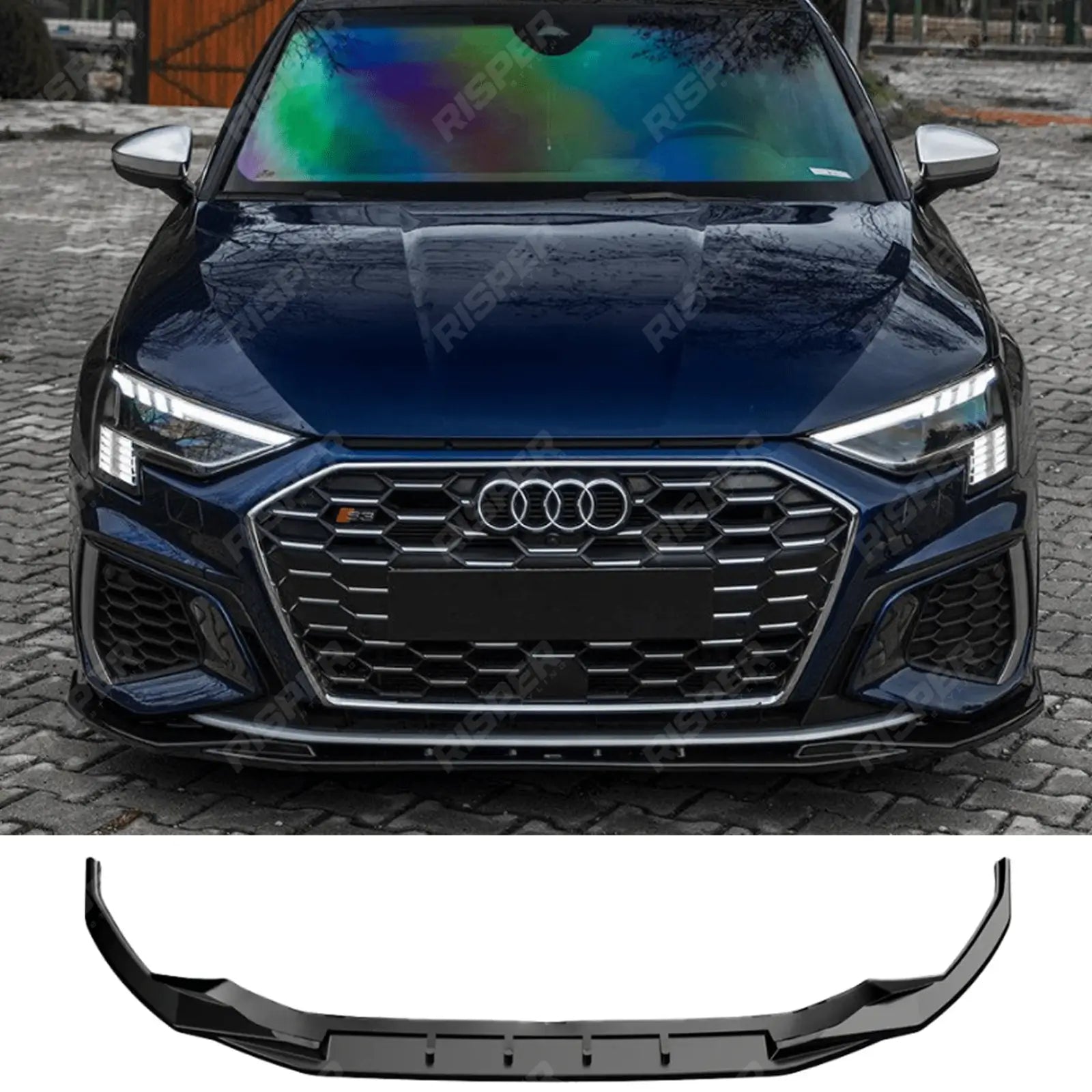 Front Splitter In Gloss Black For Audi S3 8Y 2020-2024 - A3 S-Line 8Y 2020-2024