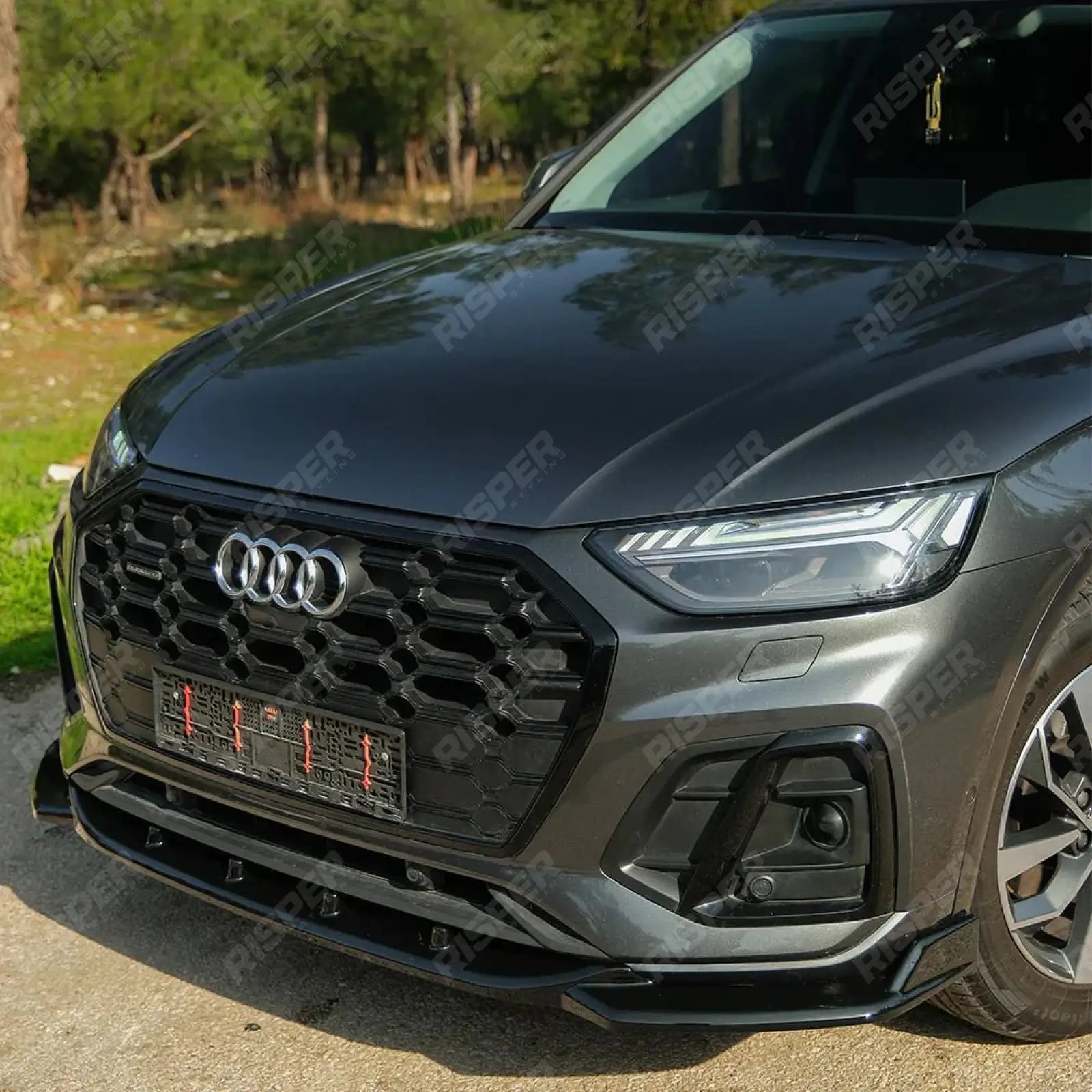 Front Splitter In Gloss Black For Audi SQ5 / Q5 S-Line Mk2 Facelift 2020-2024
