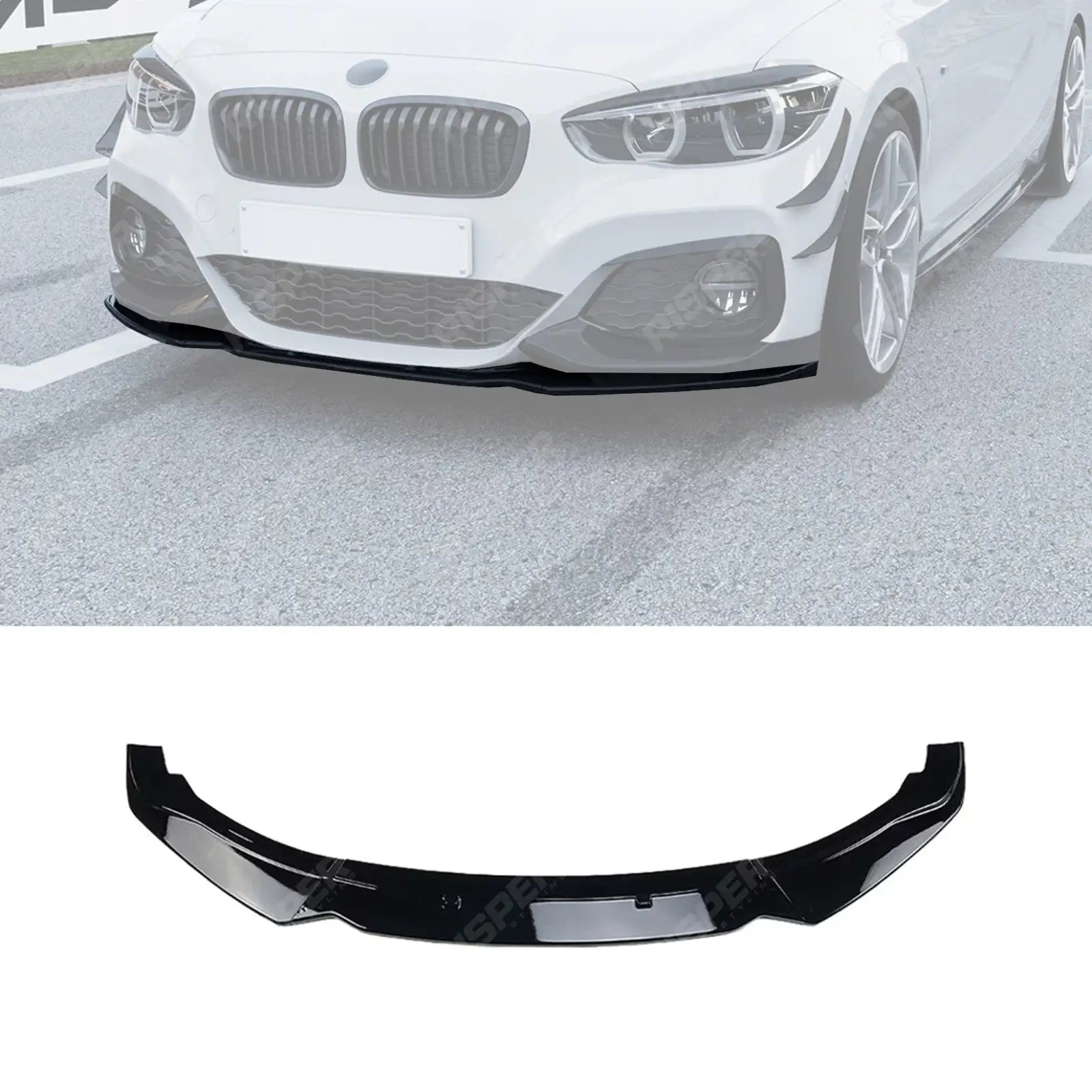 FRONT SPLITTER IN GLOSS BLACK For BMW 1 SERIES F20 F21 LCI STANDARD (NON M SPORT) 2015-2019