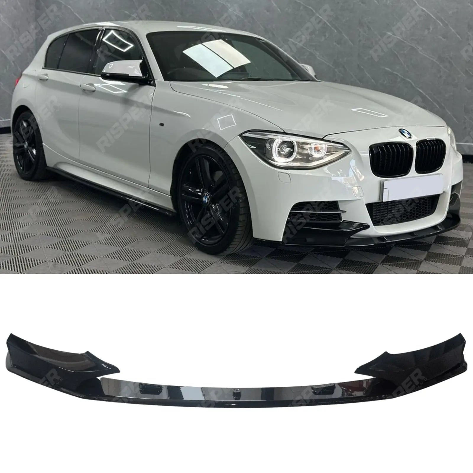 Front Splitter In Gloss Black For Bmw 1 Series F20 M Sport Pre Lci 2012-2015