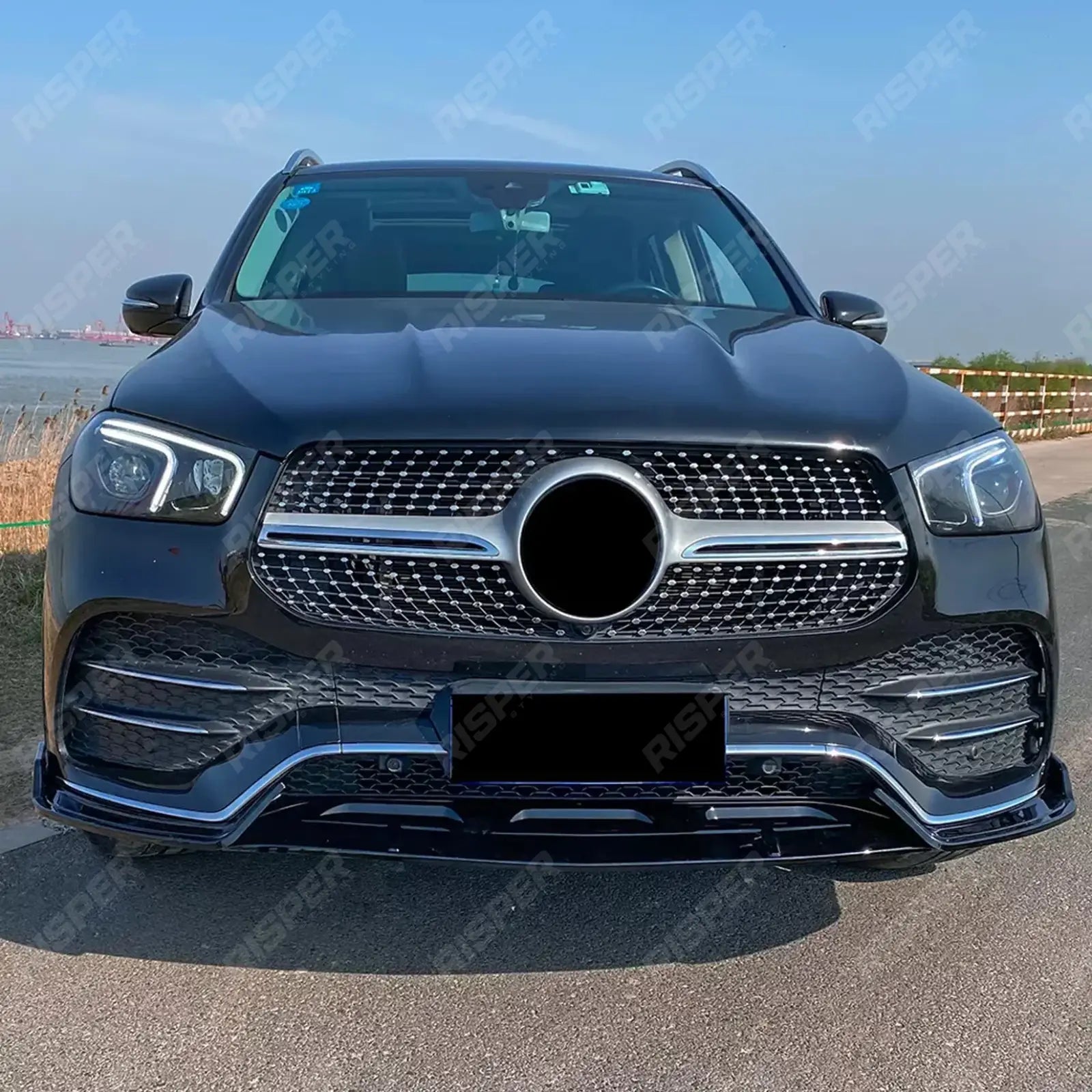 Front Splitter In Gloss Black For Mercedes GLE W167 C167 2019-2023 AMG Line Pre Facelift