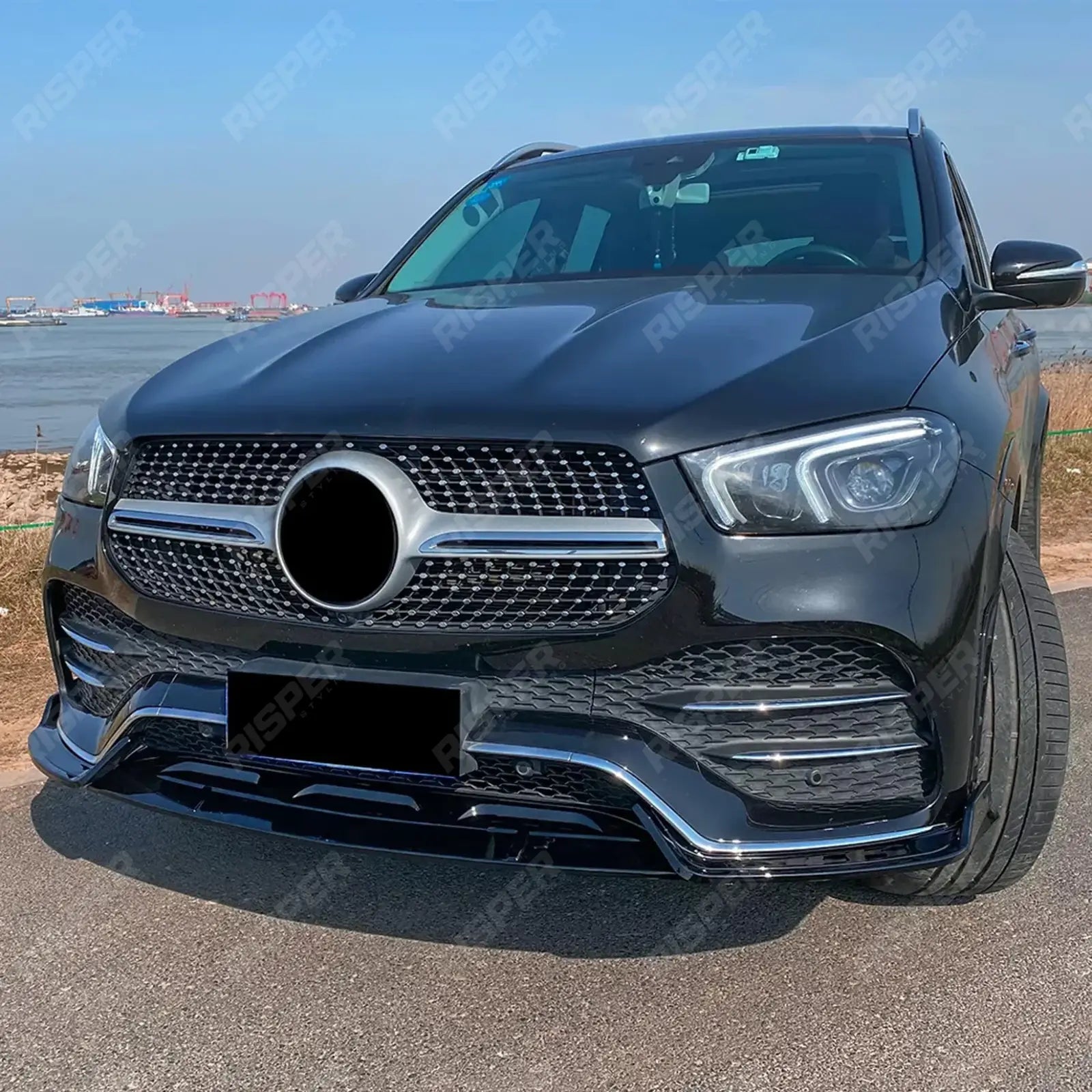 Front Splitter In Gloss Black For Mercedes GLE W167 C167 2019-2023 AMG Line Pre Facelift