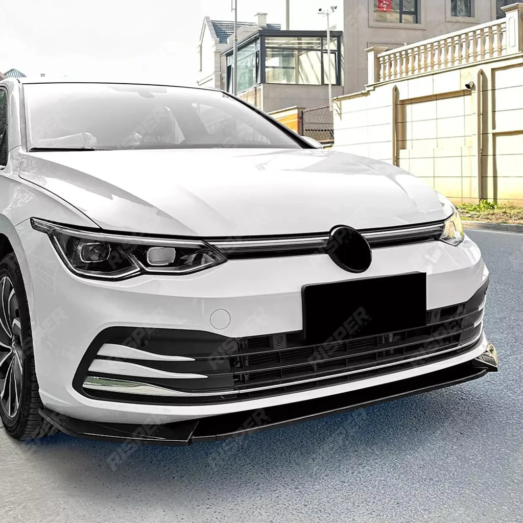 FRONT SPLITTER IN GLOSS BLACK For VOLKSWAGEN GOLF MK8 2020-2023 STANDARD (STYLE/LIFE)