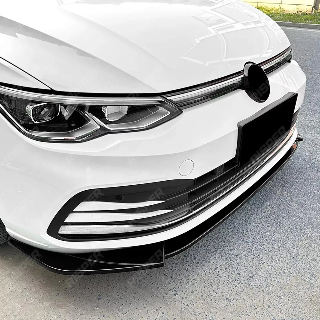 FRONT SPLITTER IN GLOSS BLACK For VOLKSWAGEN GOLF MK8 2020-2023 STANDARD (STYLE/LIFE)