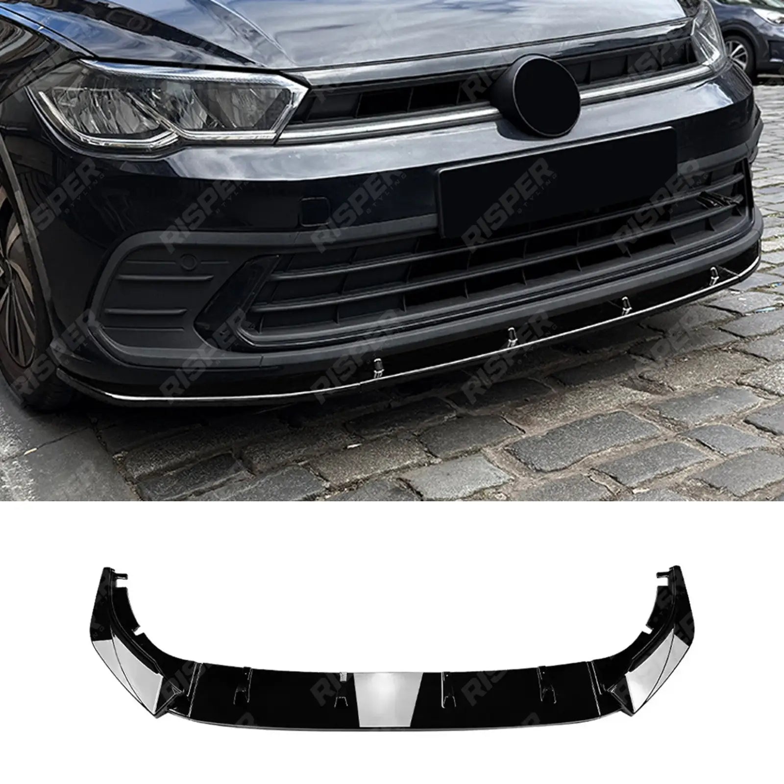 FRONT SPLITTER IN GLOSS BLACK For VOLKSWAGEN GOLF MK8 2020-2023 STANDARD (STYLE/LIFE)