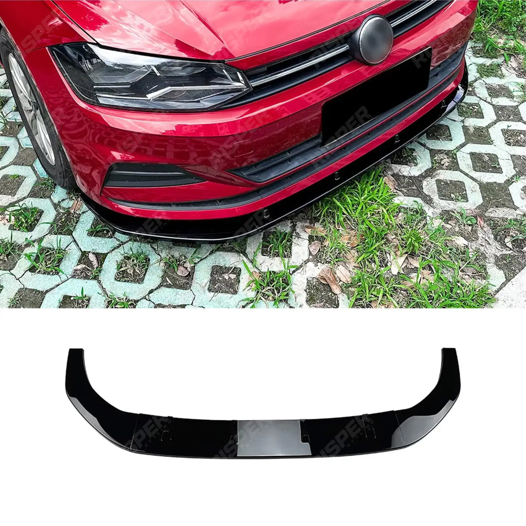 FRONT SPLITTER IN GLOSS BLACK For VOLKSWAGEN POLO MK6 2018+ STANDARD MODELS