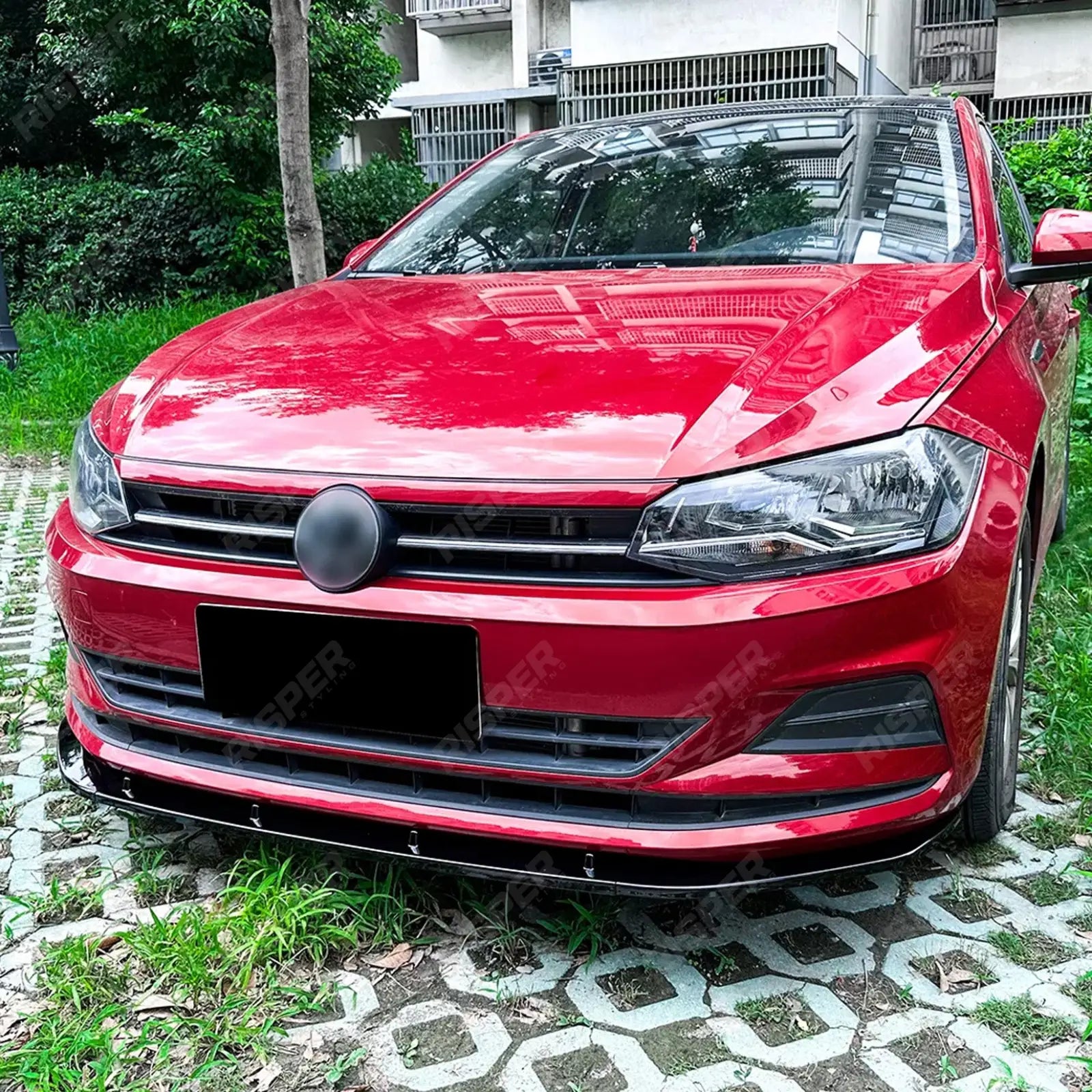 FRONT SPLITTER IN GLOSS BLACK For VOLKSWAGEN POLO MK6 2018+ STANDARD MODELS