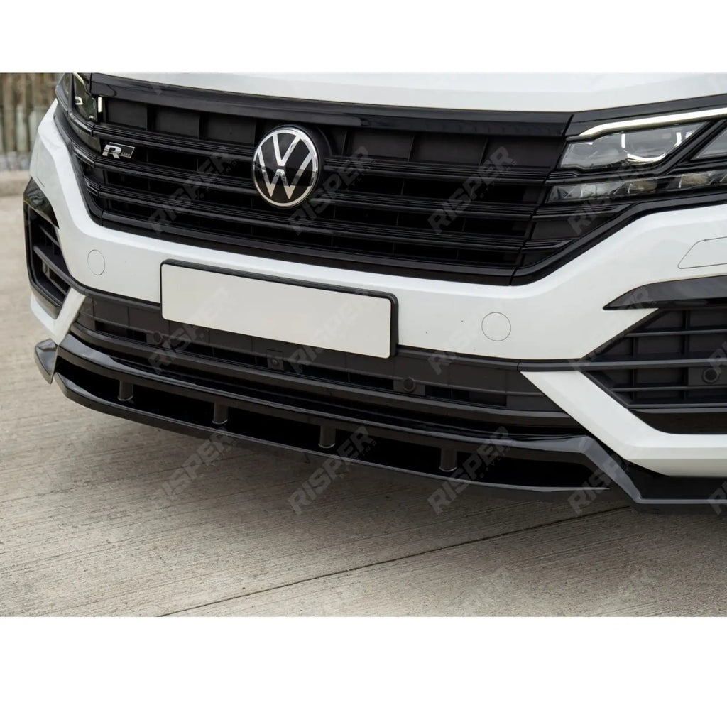 Front Splitter In Gloss Black For Volkswagen Touareg MK3 Pre Facelift R Line 2018-2023