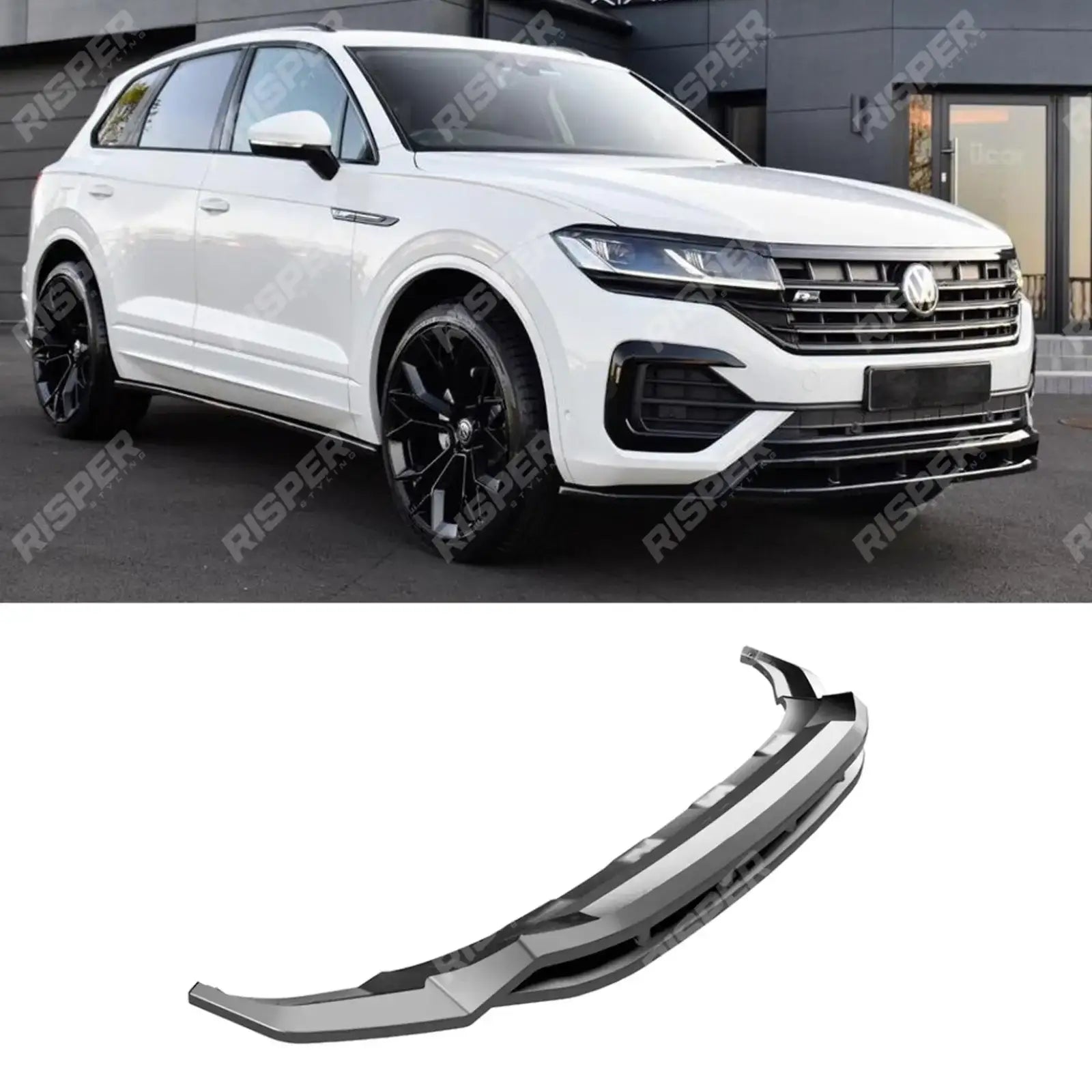 Front Splitter In Gloss Black For Volkswagen Touareg MK3 Pre Facelift R Line 2018-2023