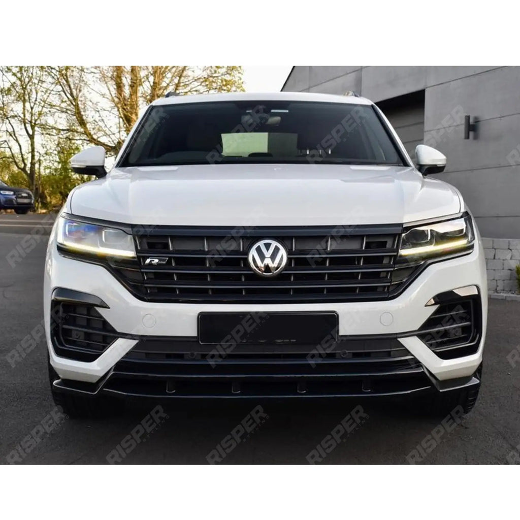 Front Splitter In Gloss Black For Volkswagen Touareg MK3 Pre Facelift R Line 2018-2023