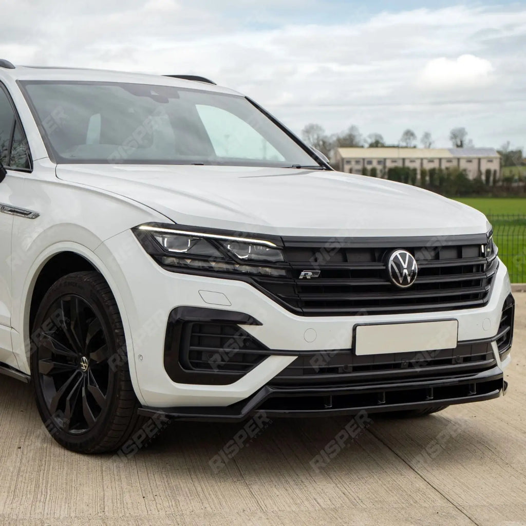 Front Splitter In Gloss Black For Volkswagen Touareg MK3 Pre Facelift R Line 2018-2023