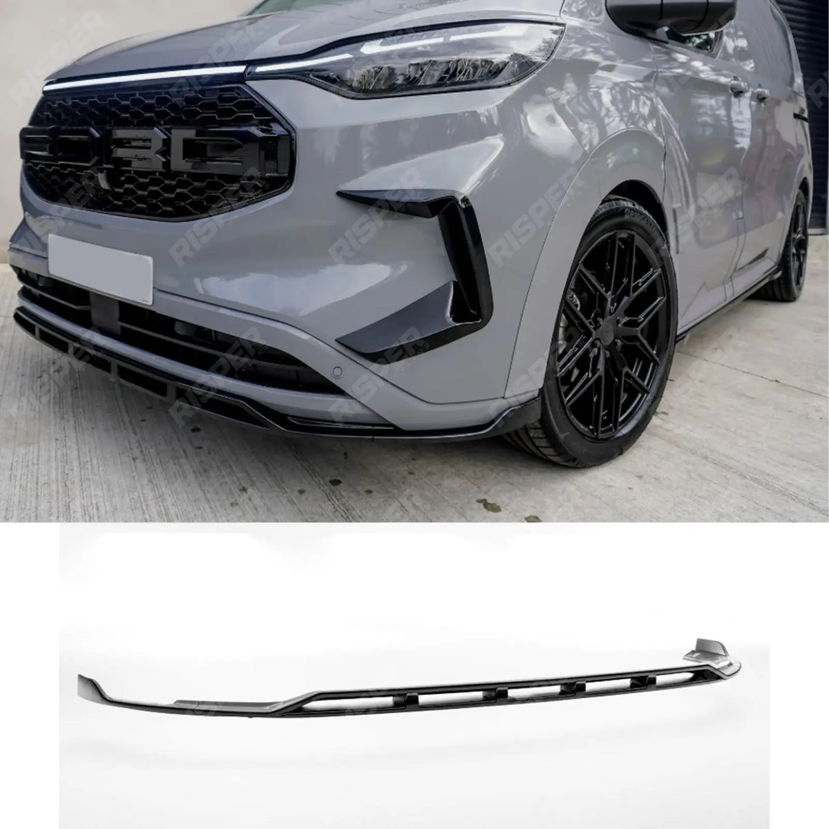 Front Splitter In Gloss Black V2 For Ford Transit Custom MK2 2024 On