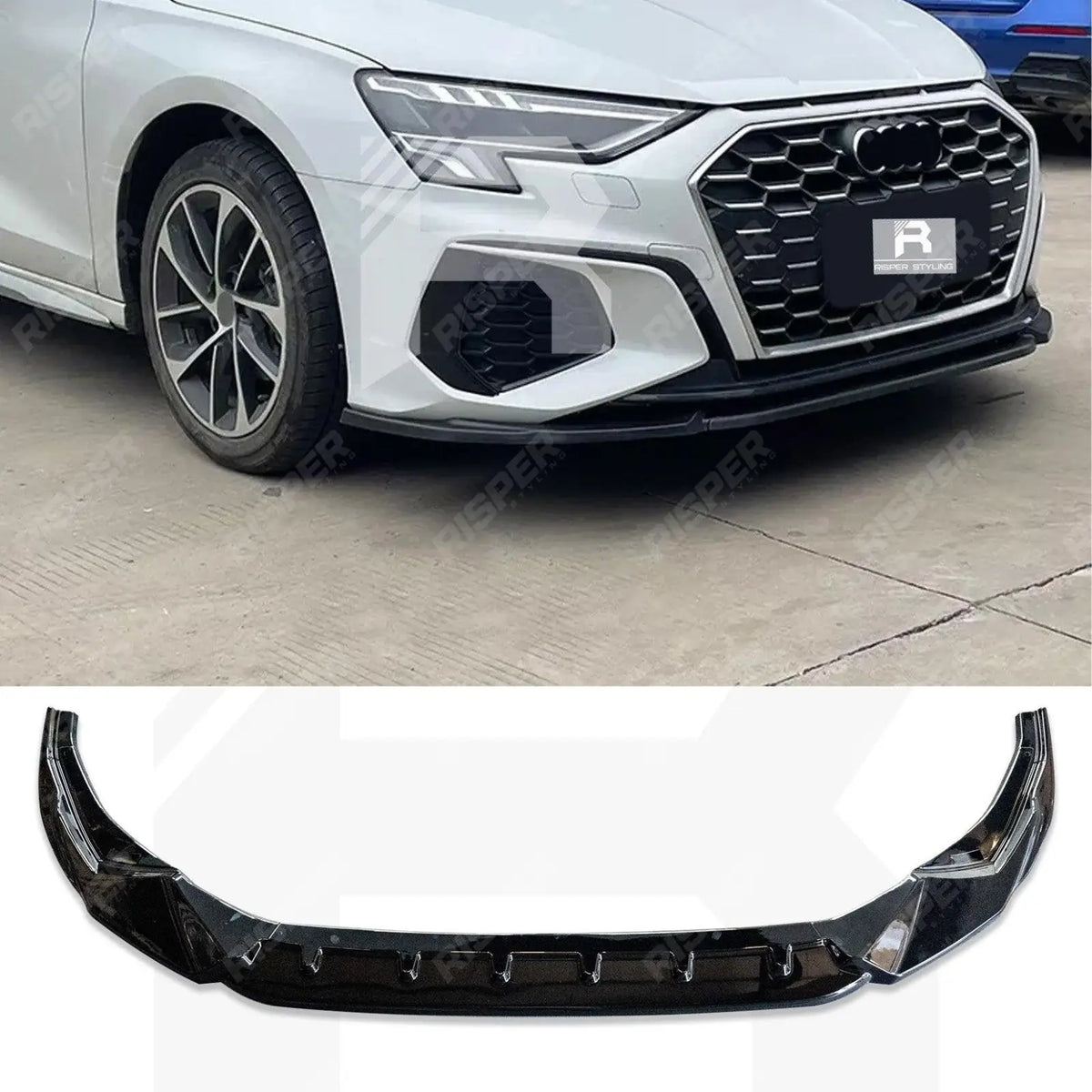 Front Splitter Lip In Gloss Black For Audi A3 S Line / S3 8Y Hatch & Sportback 2021-2024