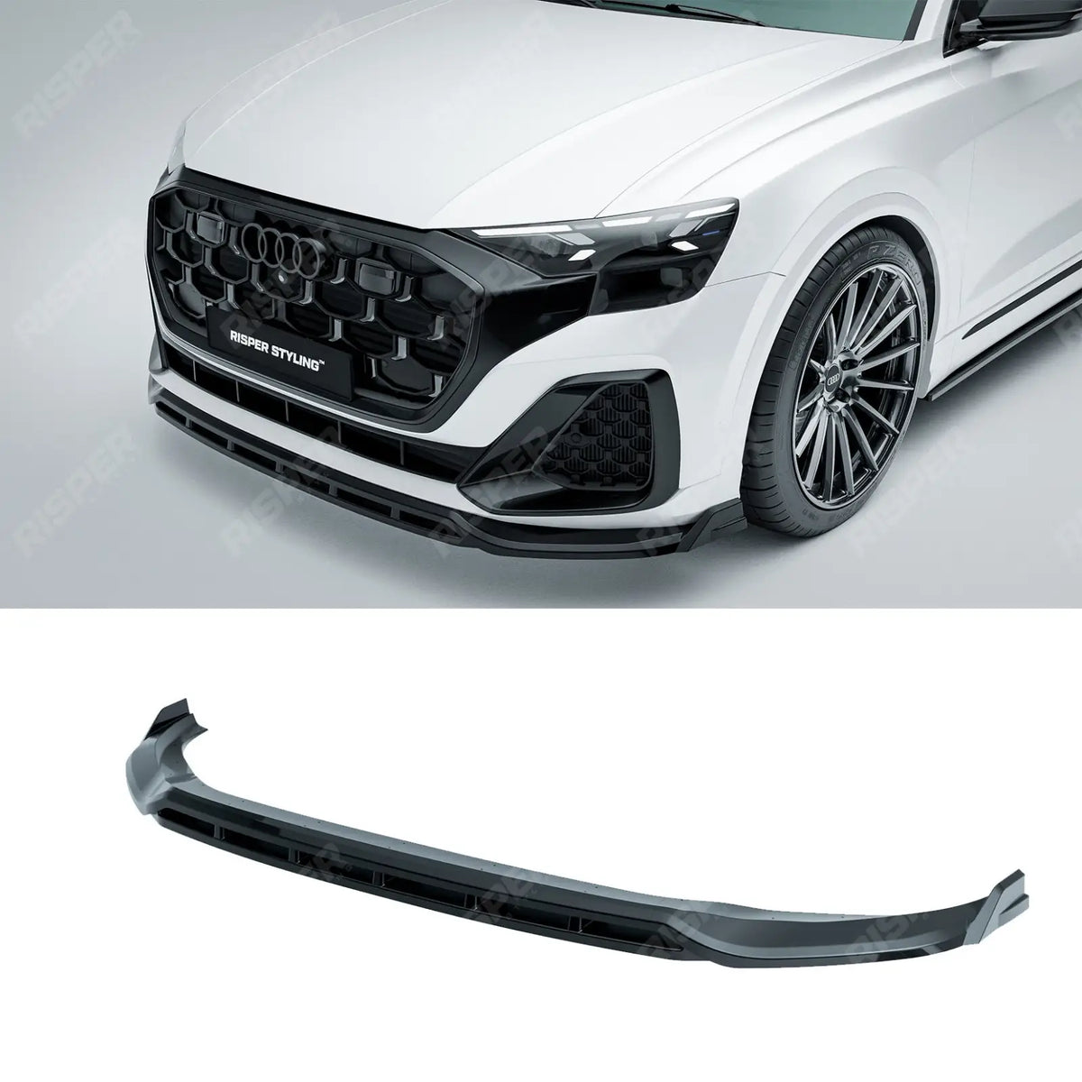 Front Splitter Lip In Gloss Black For Audi Q8 S Line 2023+
