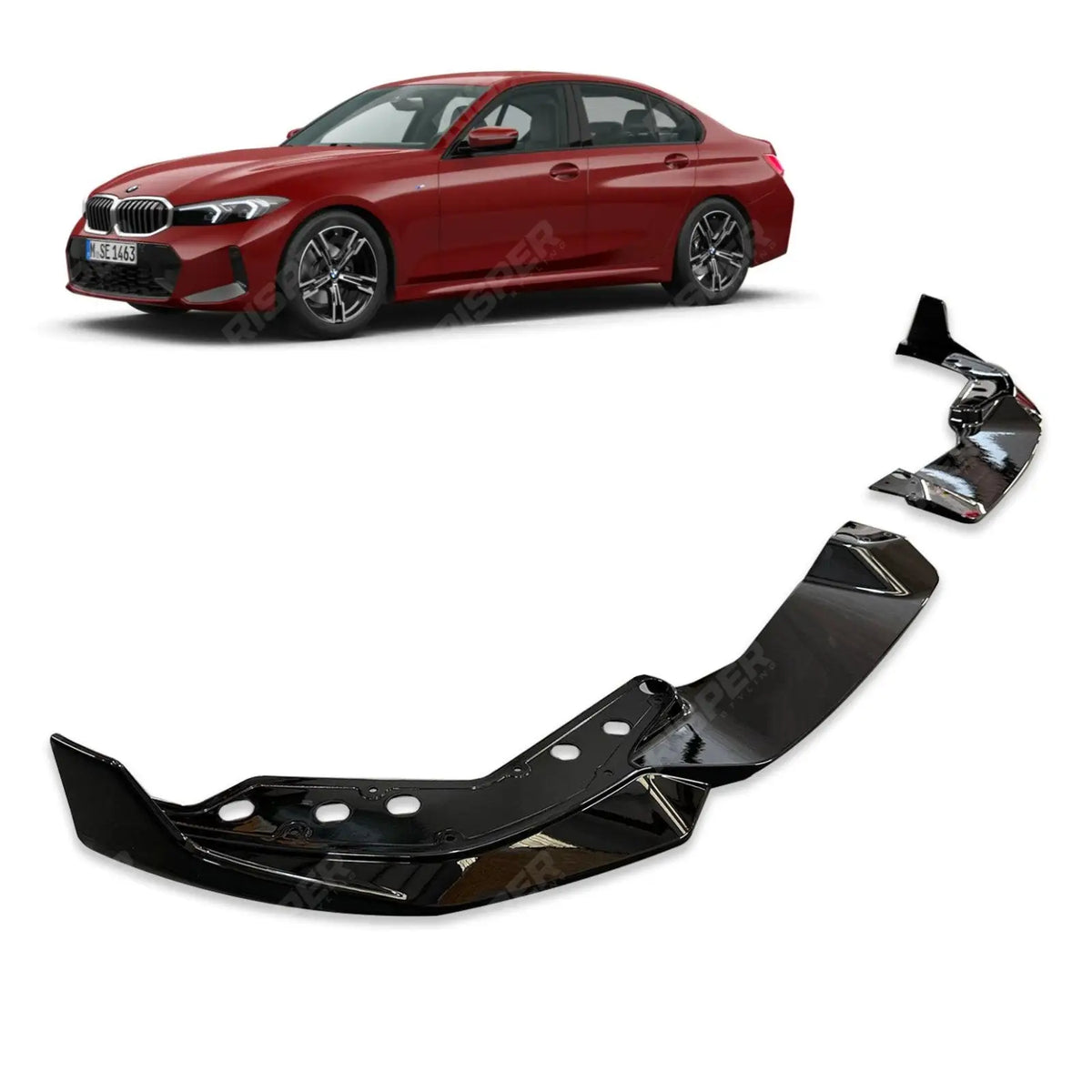 Front Splitter Lip In Gloss Black For BMW 3 Series G20 LCI M Sport Facelift 2022+