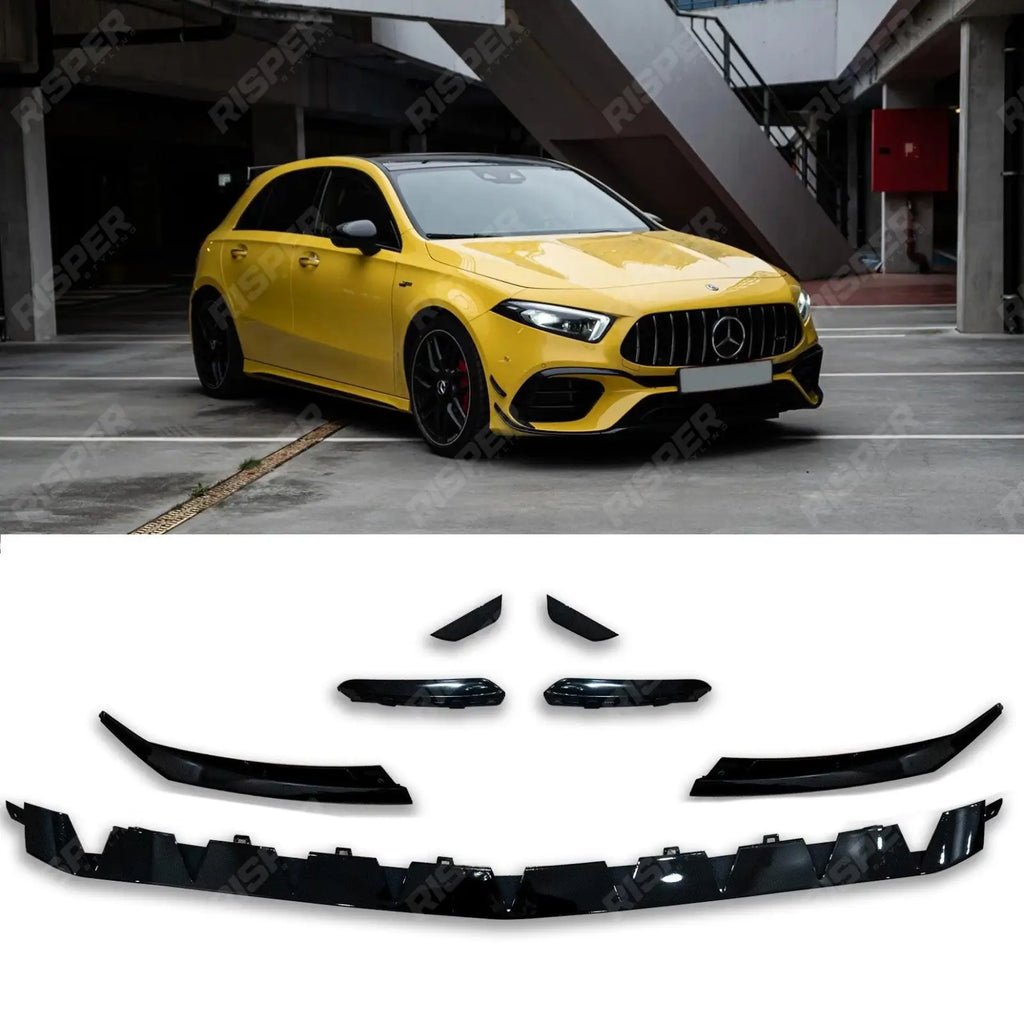 Front Splitter Lip Kit In Gloss Black For Mercedes A Class A35 Amg Line W177 2018+
