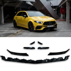 Front Splitter Lip Kit In Gloss Black For Mercedes A Class A35 Amg Line W177 2018+