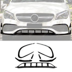 FRONT SPLITTER LIP WITH CANARDS IN GLOSS BLACK For MERCEDES CLA C117 AMG LINE 2016-2019
