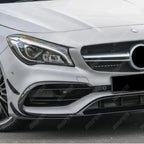 FRONT SPLITTER LIP WITH CANARDS IN GLOSS BLACK For MERCEDES CLA C117 AMG LINE 2016-2019