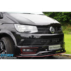 Front Sport-Line Splitter Lip in Gloss Black For VW T6 Transporter 2015 Onwards -
